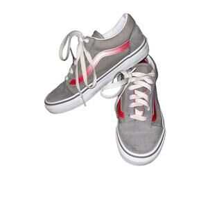 Vans Old Skool Gray/Pink Lace Up Low Sneakers Youth Size 4 Juniors EUC